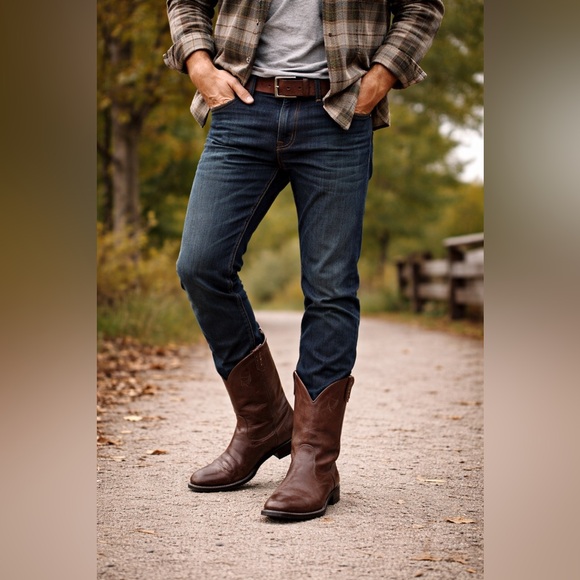 Ariat Brown Leather Western Cowboy Boots Men’s 10.5D Roper Ranch Boots - Picture 14 of 14